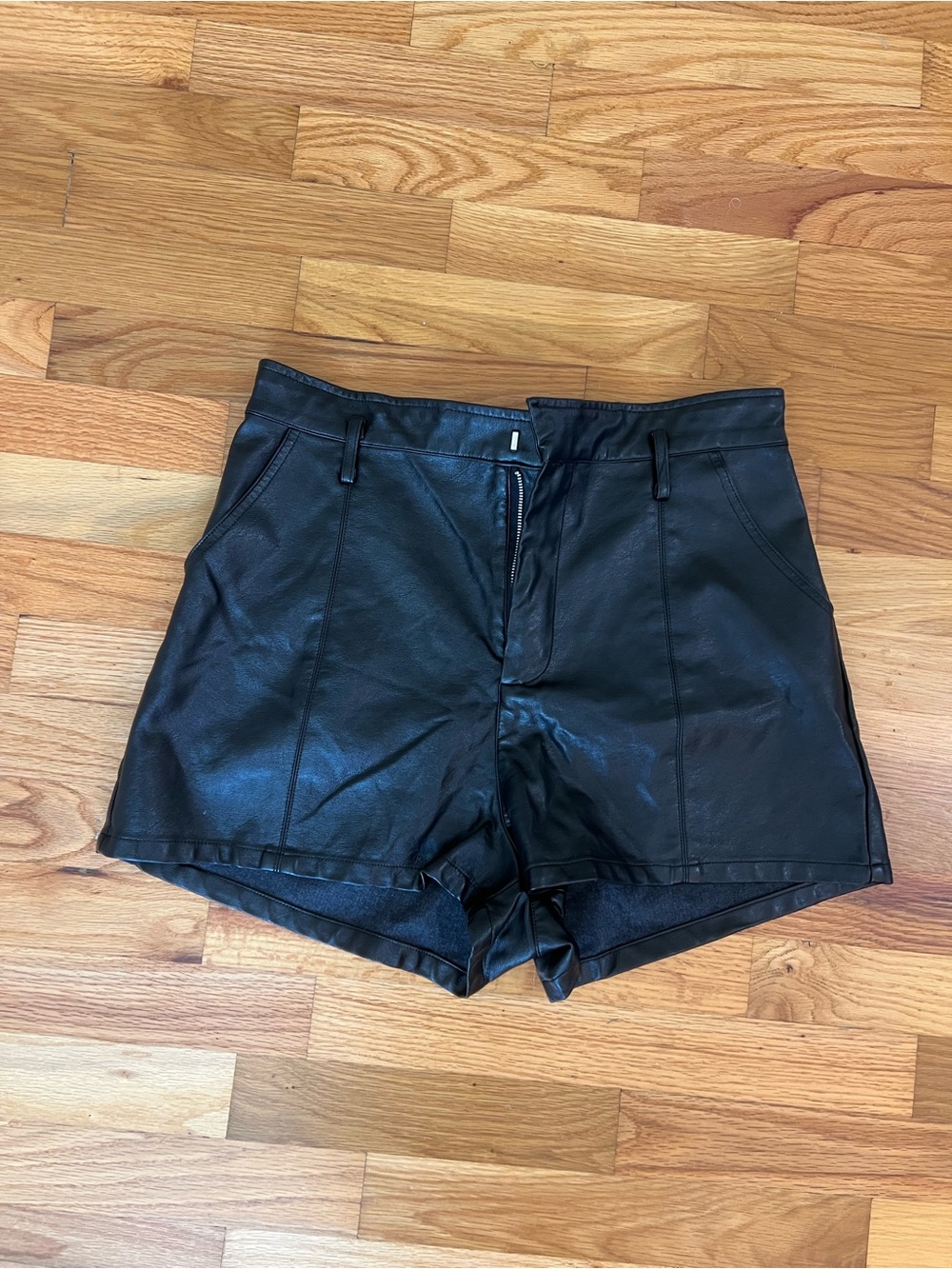 Altar'd State Black Faux Leather Flat Front Women's Shorts